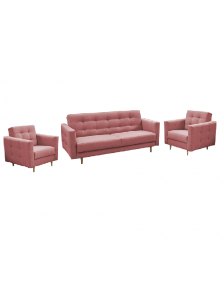 Canapea tapiţată 3+1+1, material textil roz învechit, AMEDIA-113904