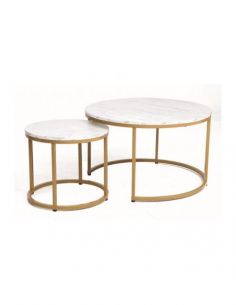 Set Masa Cafea DION Alb/Auriu 2