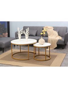 Set Masa Cafea DION Alb/Auriu