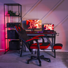 Scaun Gaming BING Stofa Negru/Roșu