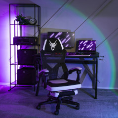 Scaun Gaming BING Stofa Negru/Alb